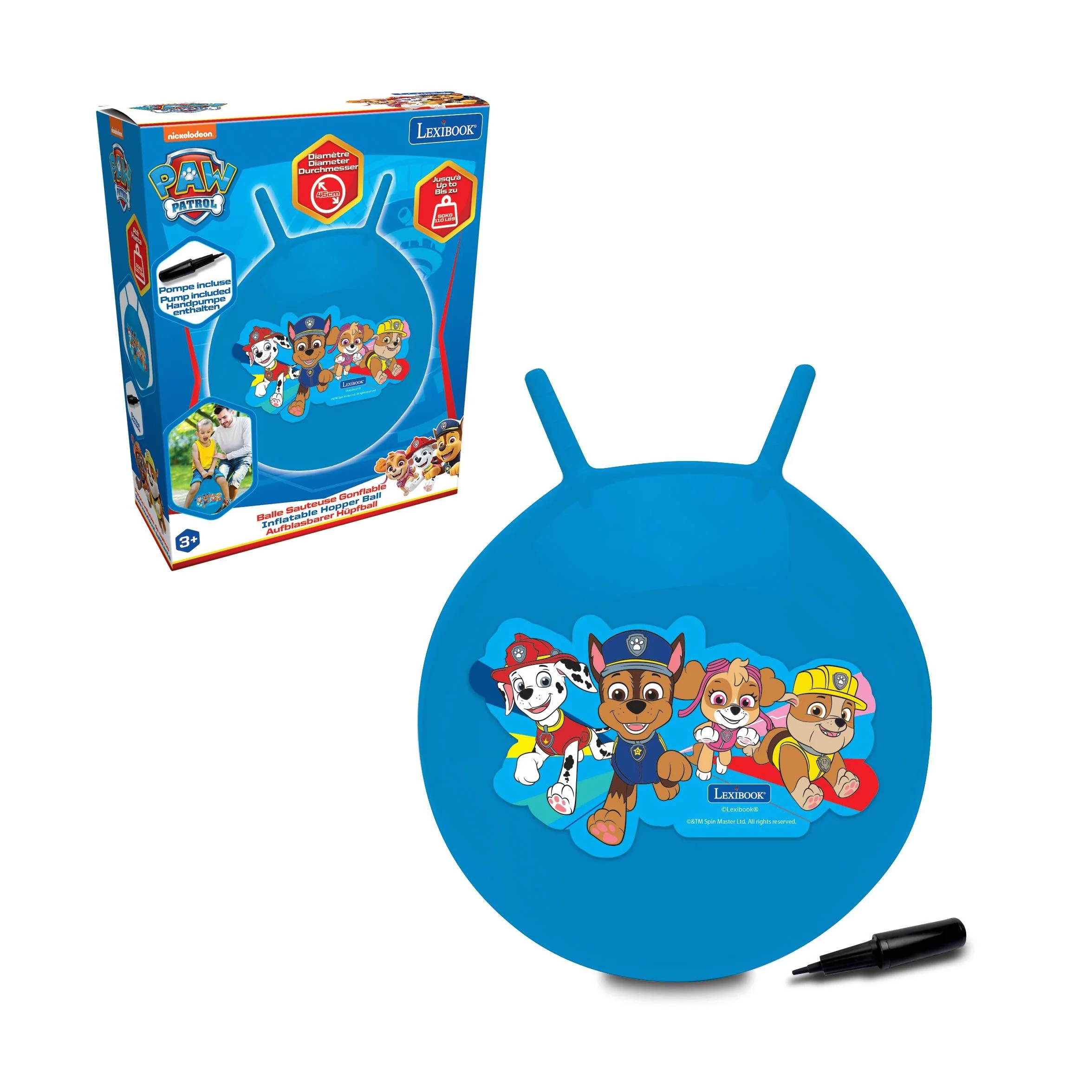 Lexibook Paw Patrol Balle Sauteuse Gonflable Bleu BG040PALXB