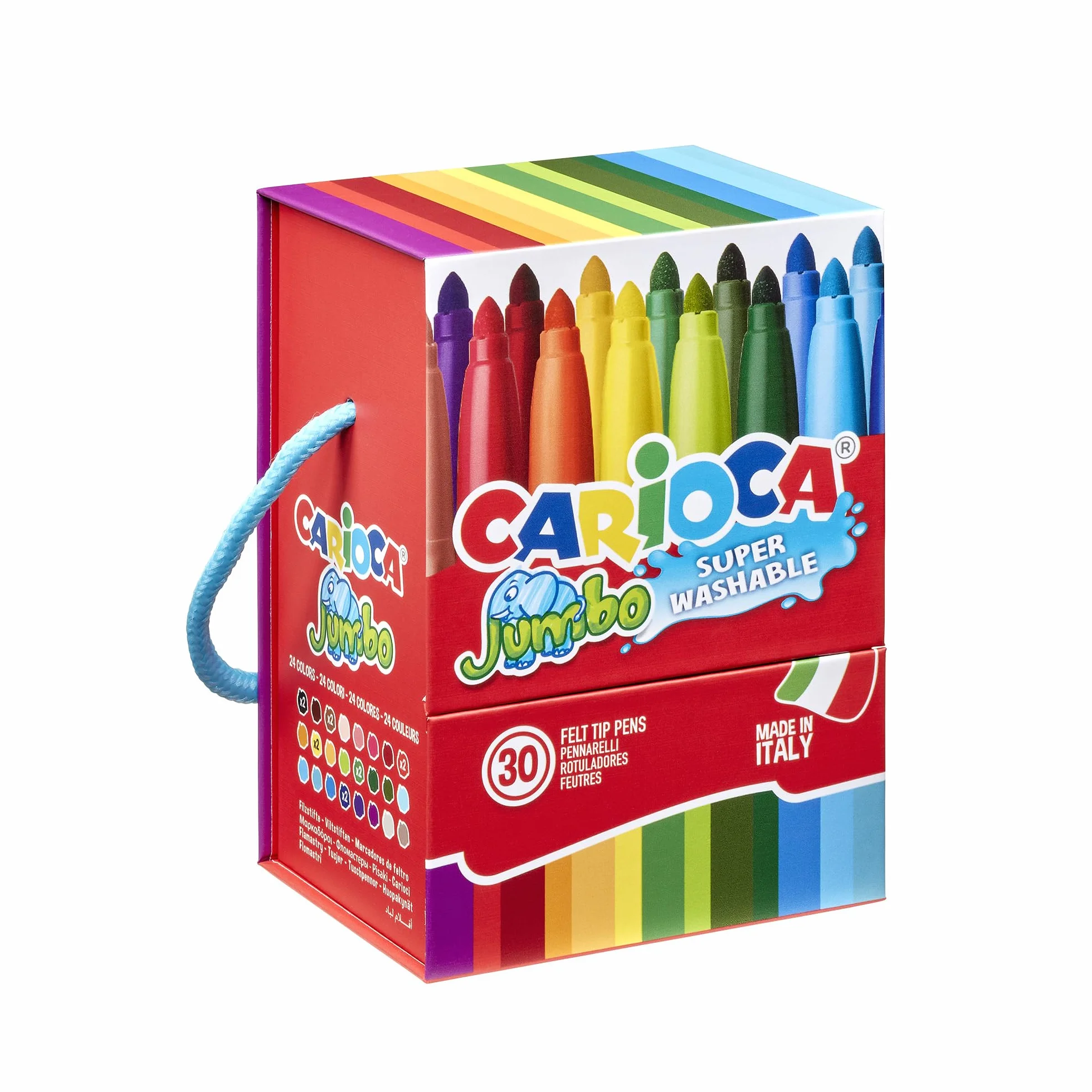 CARIOCA Jumbo Colors Marqueurs à encre super lavable pointe maxi 6 mm corps octogonal 30 pièces